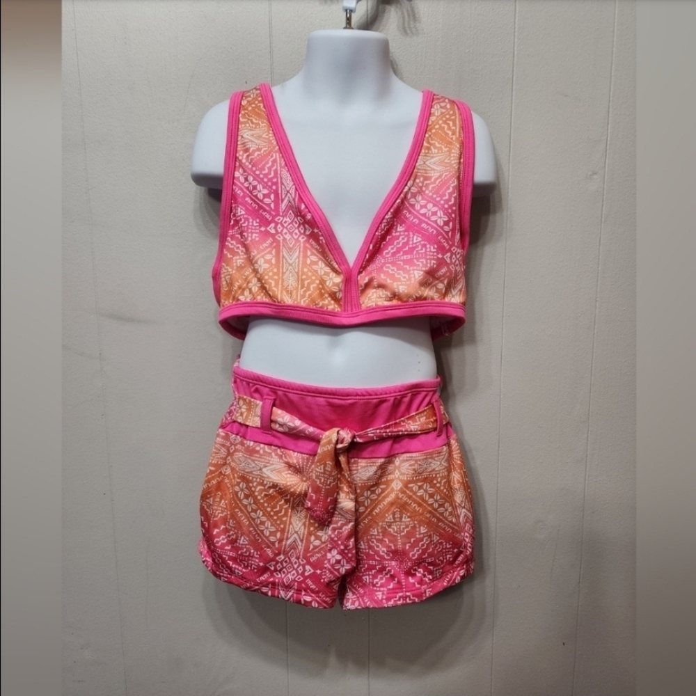 Extremely Me Bikini 14 - 16 Tankini‎ Swimsuit Pink Orange Beach Swim C435